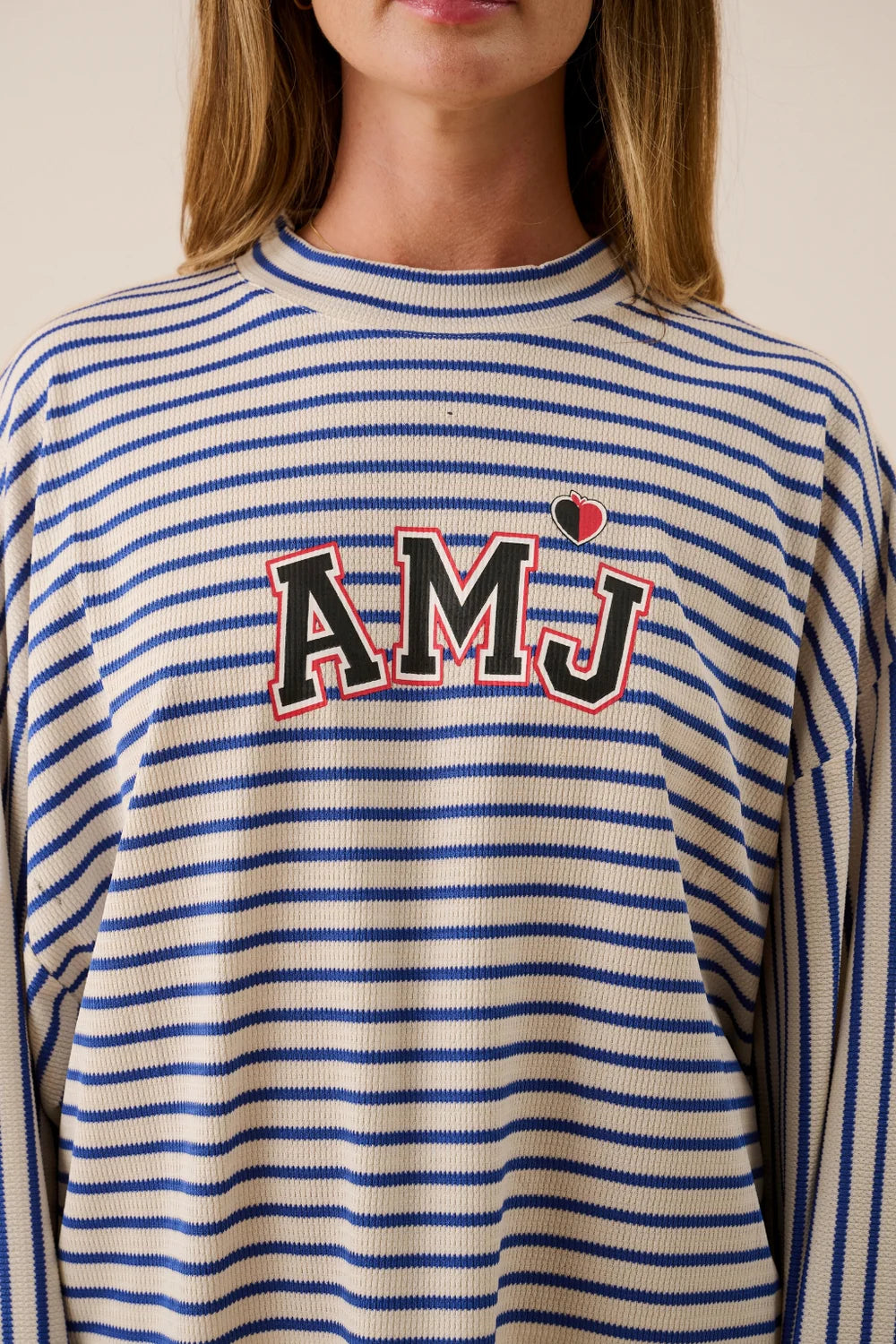 AMJ Waffle Long Sleeve Top - Dark Navy