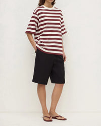 Arla Cotton Stripe Dark Raisin Tee