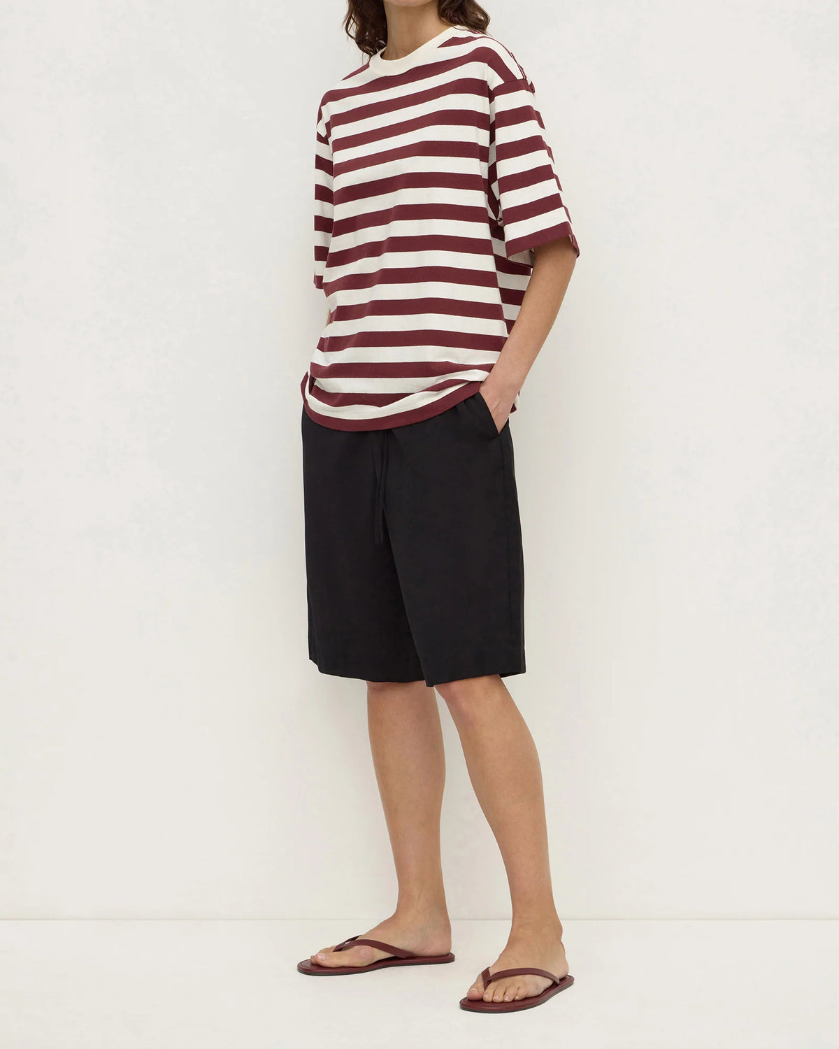 Arla Cotton Stripe Dark Raisin Tee