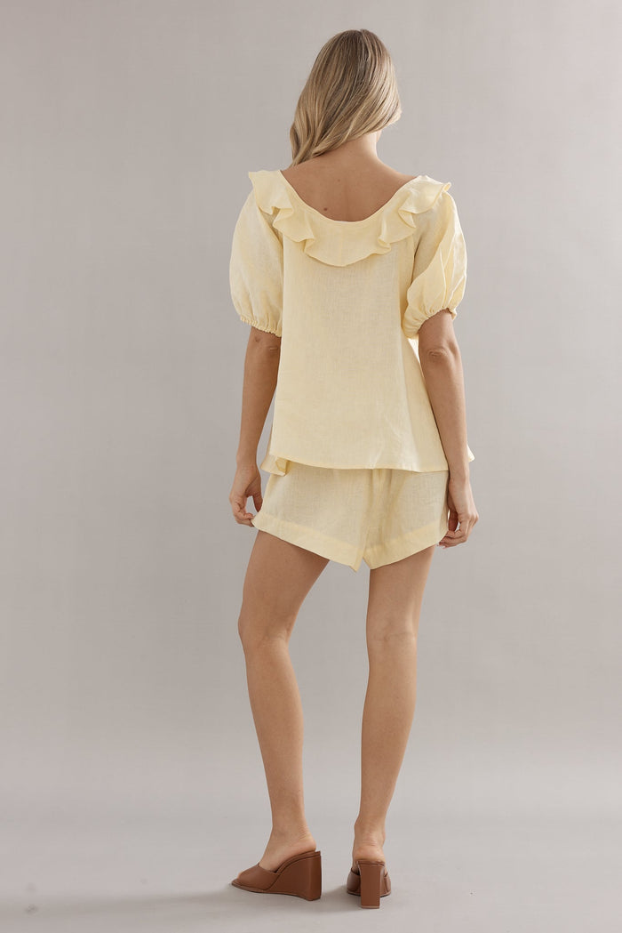 Little Darling Blouse - Yellow Linen