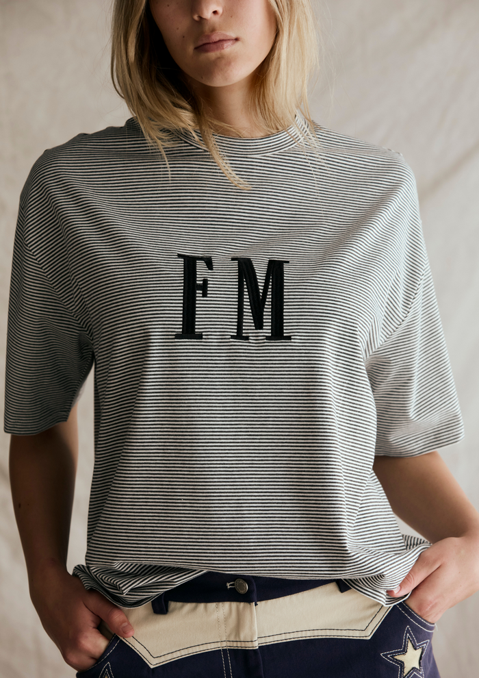 Stripe Tee Char/White