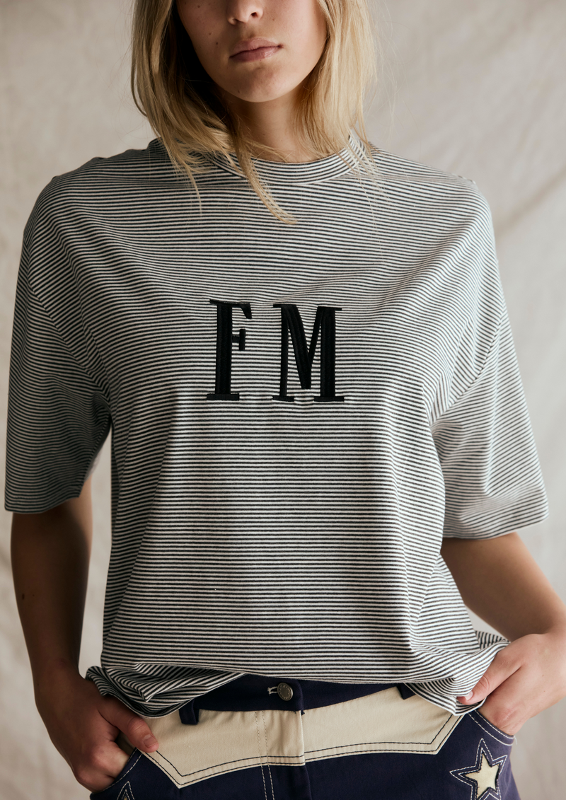 Stripe Tee Char/White