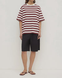 Arla Cotton Stripe Dark Raisin Tee