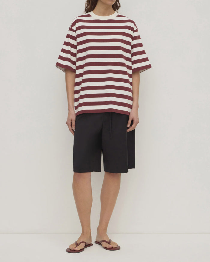 Arla Cotton Stripe Dark Raisin Tee