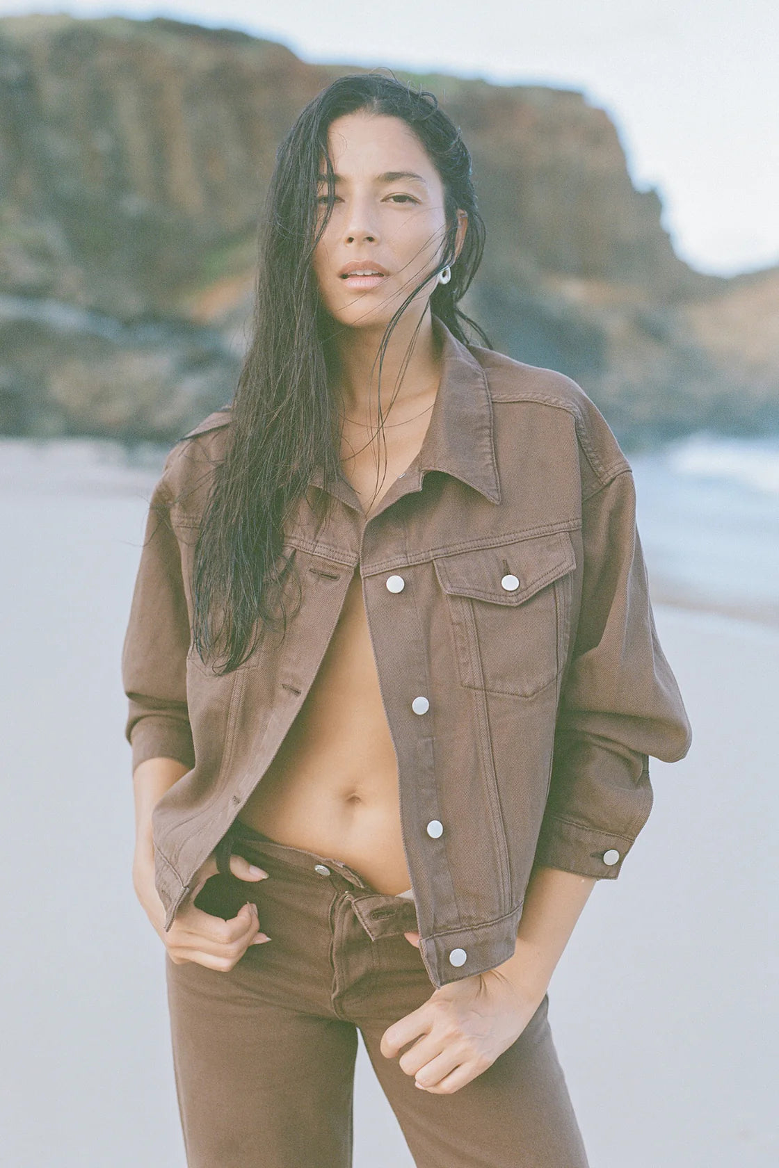 Recycled Denim Jacket - Cocoa