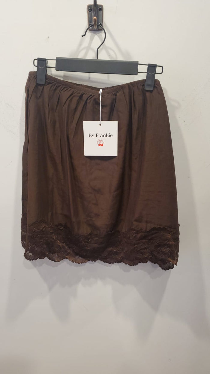 Chocolate Cupro Lace Skirt
