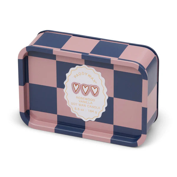 A DOPO HEARTS TIN CANDLE - ROSEWOOD VANILLA