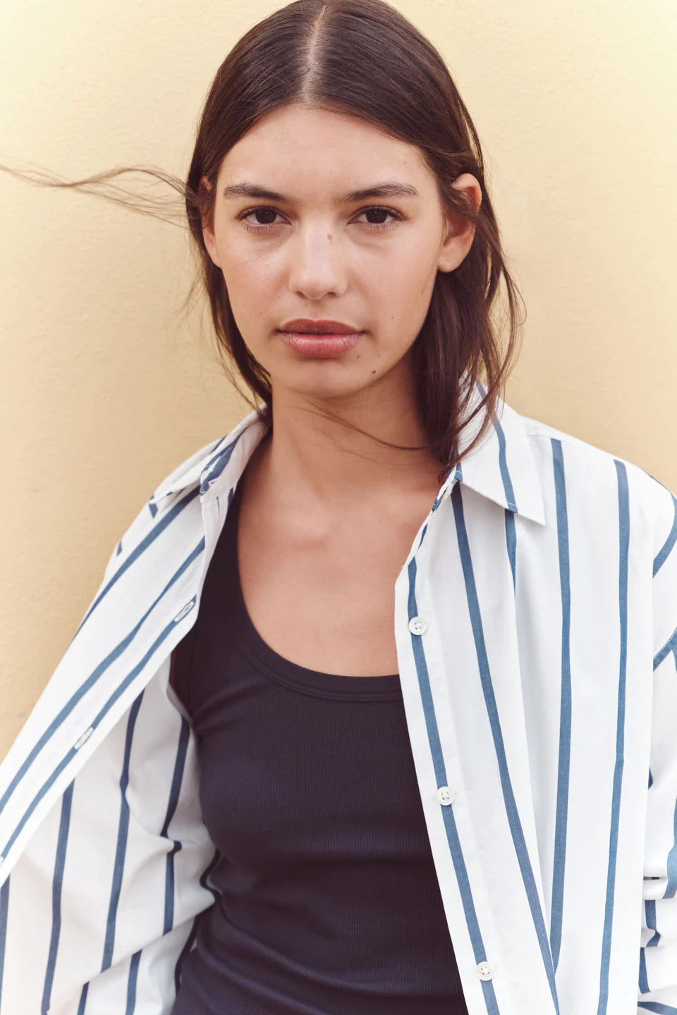 Nara Stripe Long Sleeve Shirt - White/True Navy