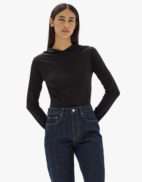 Margot Jersey Long Sleeve Top - Black