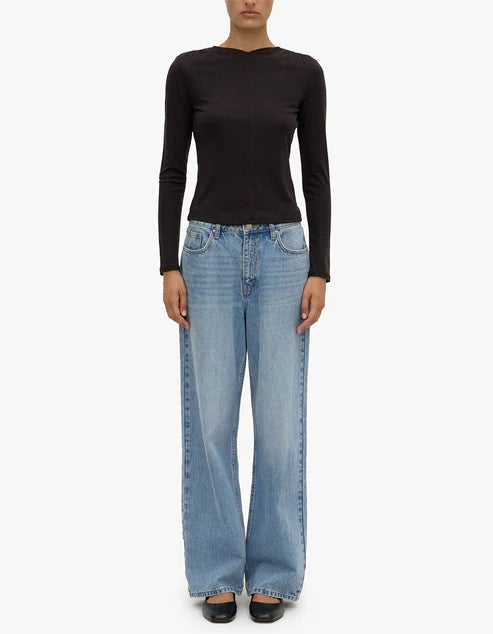 Margot Jersey Long Sleeve Top - Black
