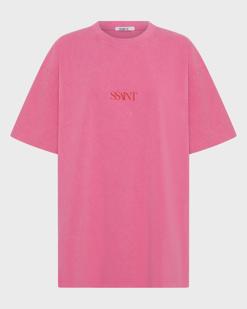 NO VACANCY TEE - ACID WASH DARK PINK