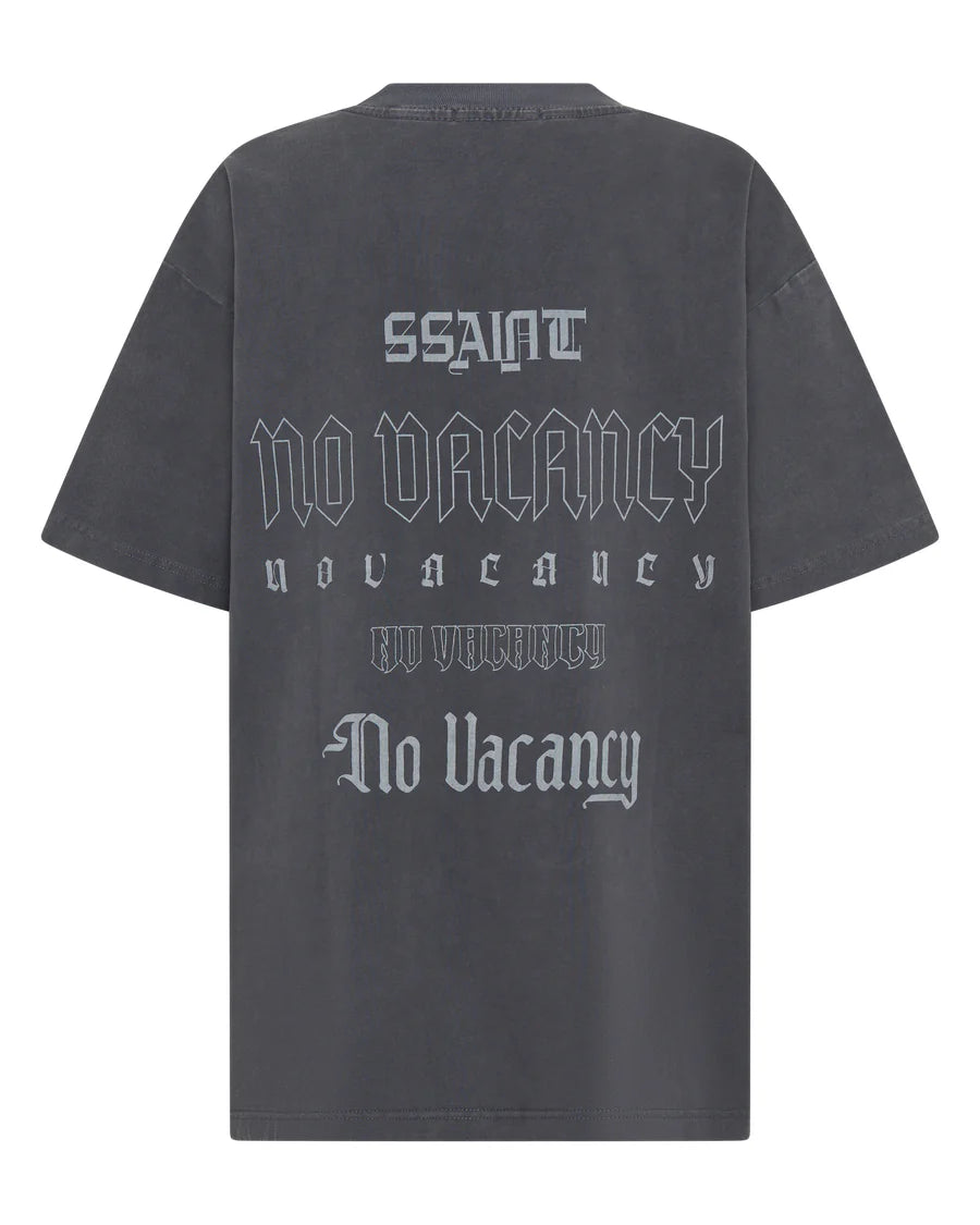 NO VACANCY TEE - ACID WASH CHARCOAL