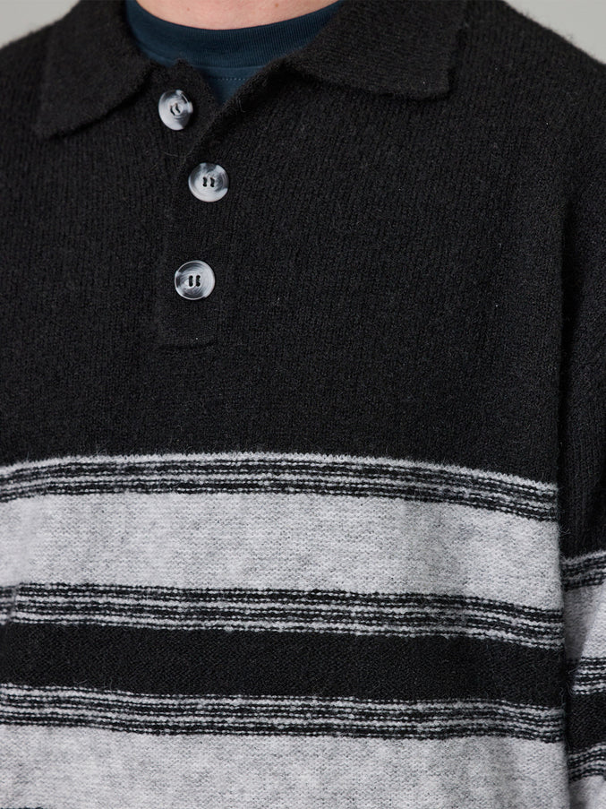 BOUNDARY KNIT POLO - BLACK/GREY