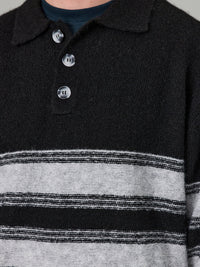 BOUNDARY KNIT POLO - BLACK/GREY