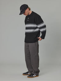BOUNDARY KNIT POLO - BLACK/GREY