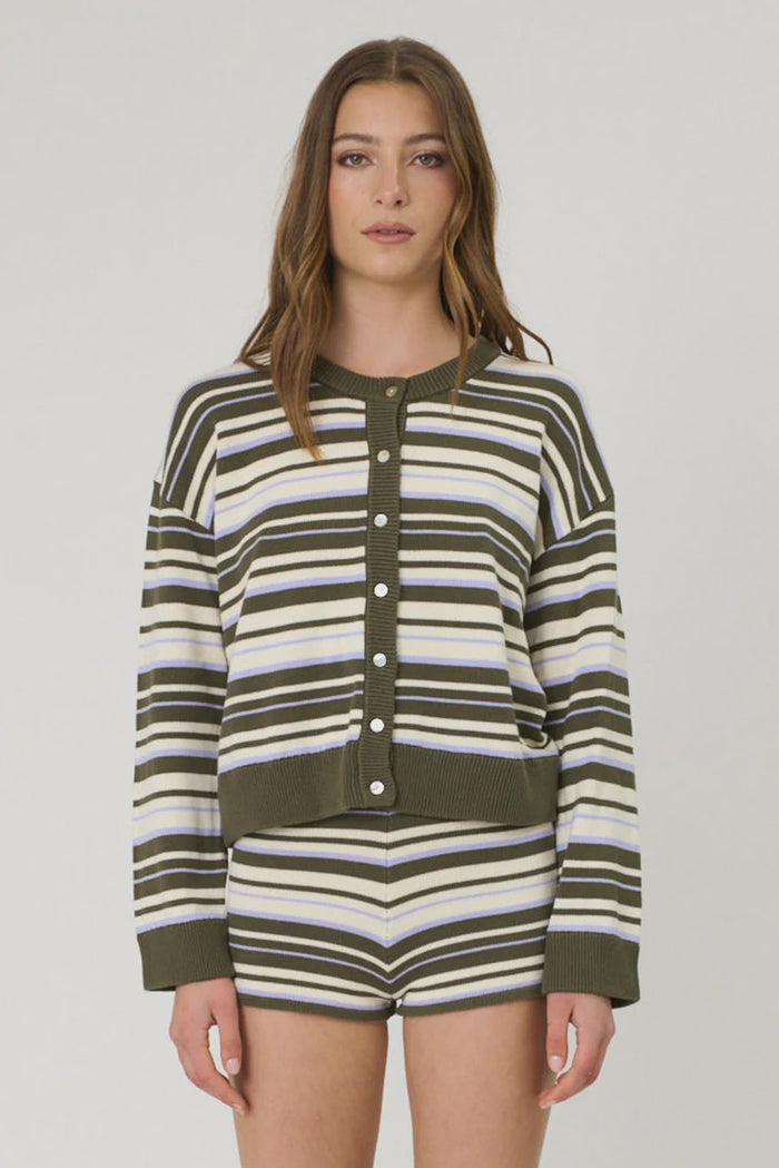 BOWIE CARDIGAN - OLIVE STRIPE