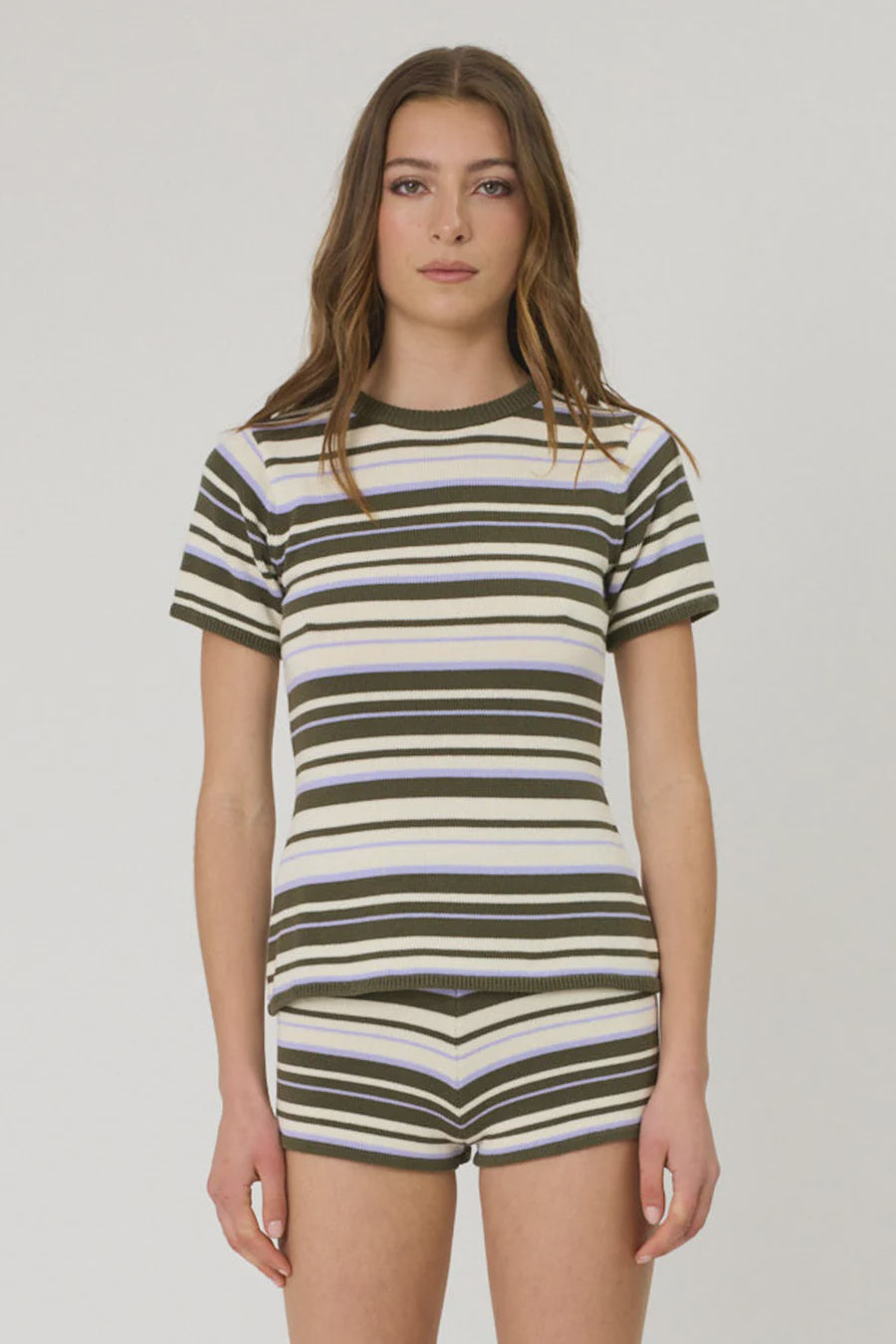 BOWIE TEE - OLIVE STRIPE