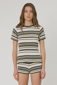 BOWIE TEE - OLIVE STRIPE