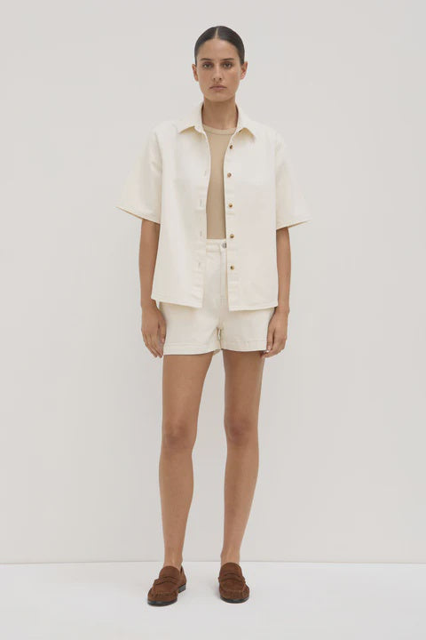 Boxy Denim Short - Ecru