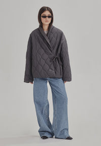Women's Quilted Wrap Jacket - Charcoal