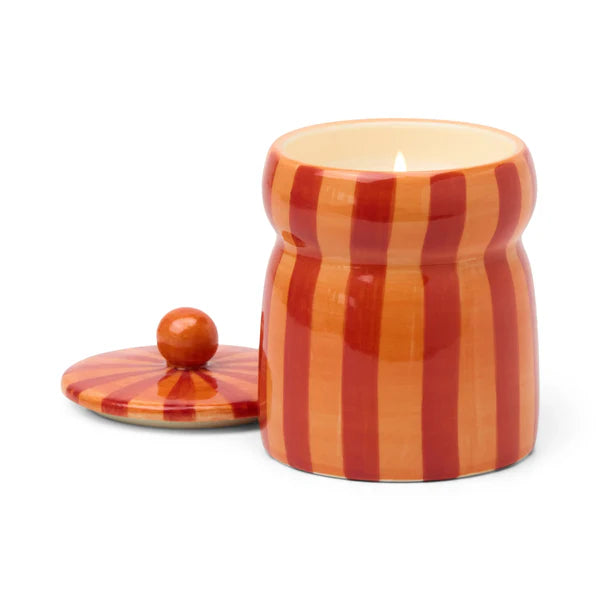 FESTIVE CABANA RED STRIPED CANDLE - SPICED APPLE