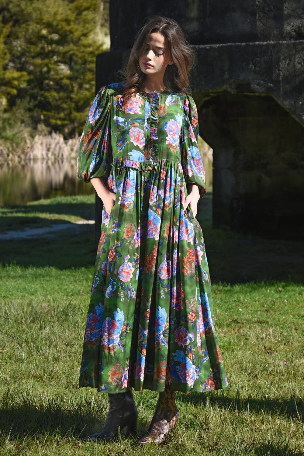 FLORAL FLAIR Dress - GREEN