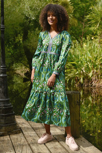 TIER SHE GOES Dress - GREEN & BLUE
