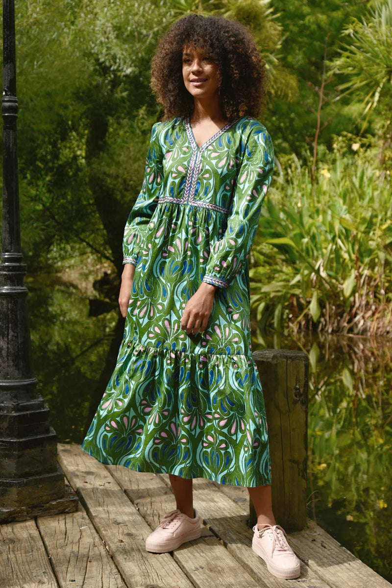 TIER SHE GOES Dress - GREEN & BLUE