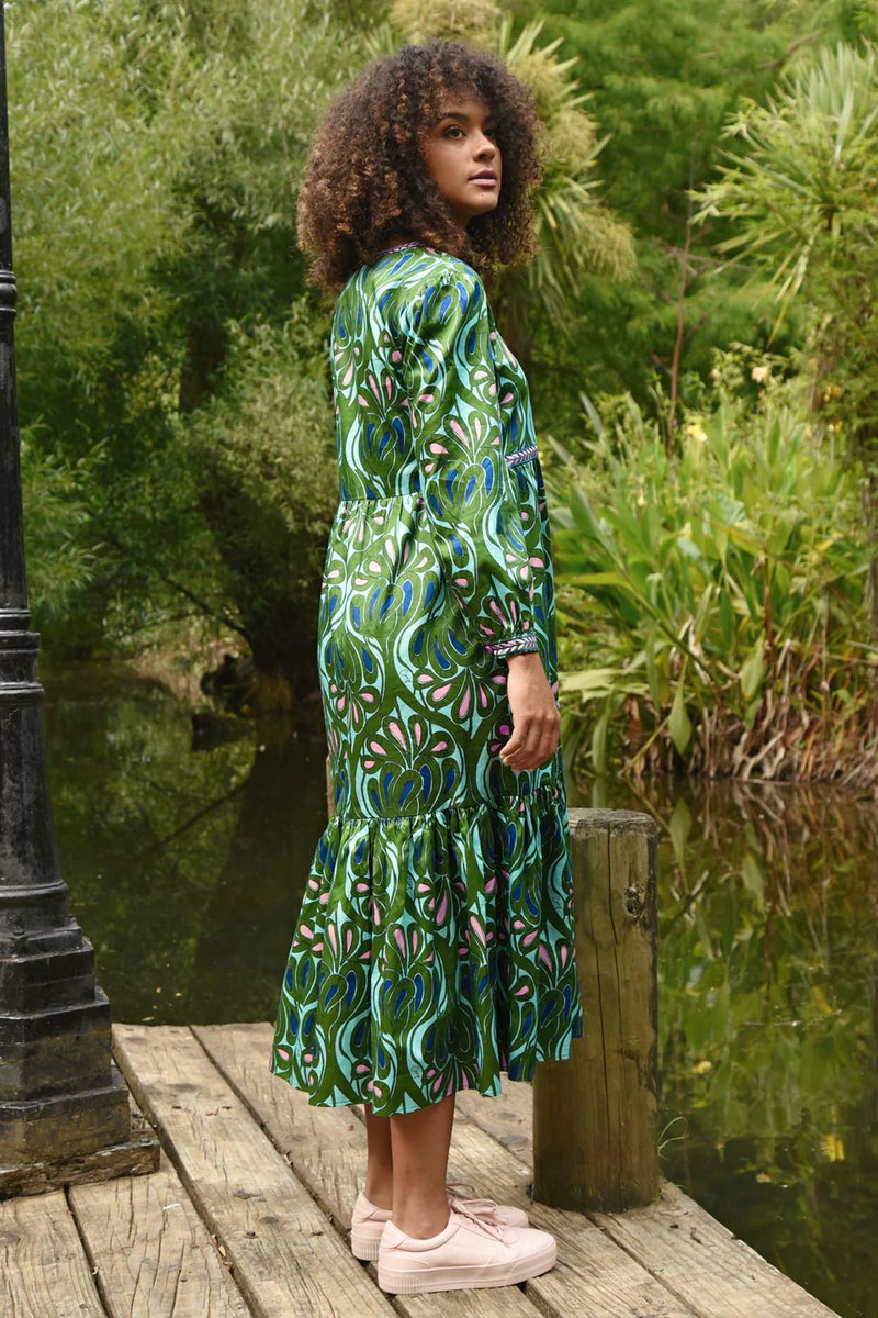 TIER SHE GOES Dress - GREEN & BLUE