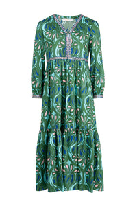 TIER SHE GOES Dress - GREEN & BLUE