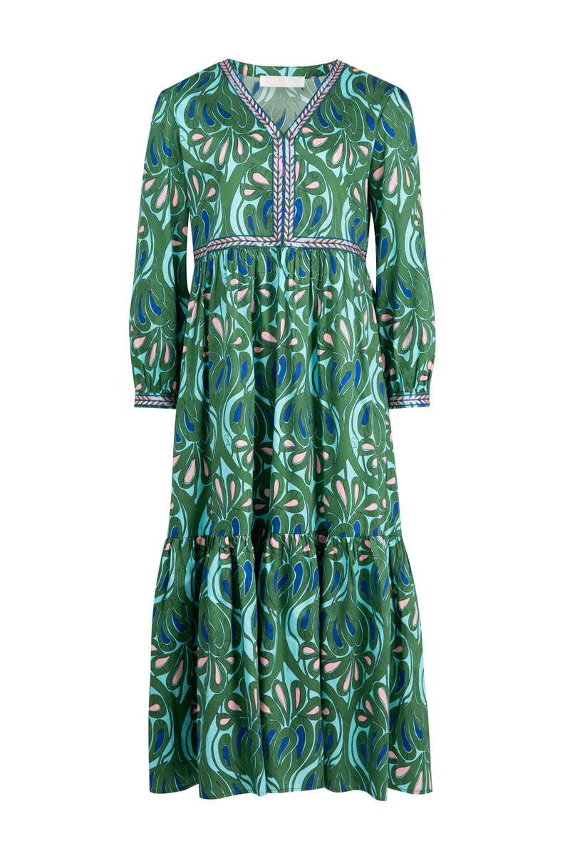 TIER SHE GOES Dress - GREEN & BLUE