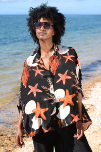 BEHIND HER BACK Shirt - Black Shells