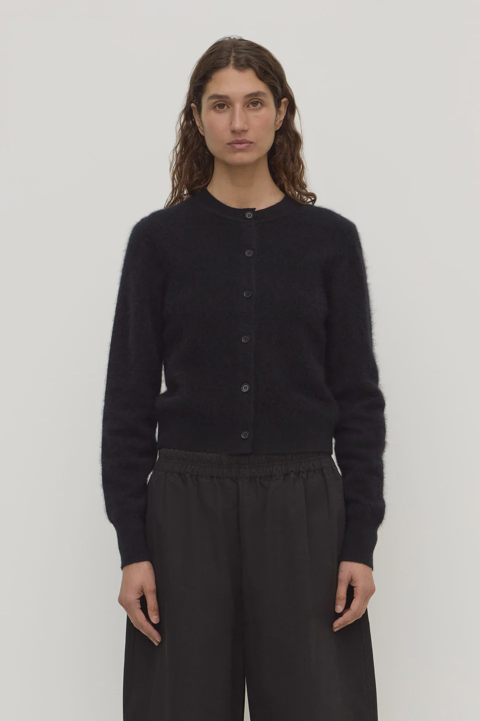CARINA MERINO WOOL LONG SLEEVE CARDIGAN BLACK