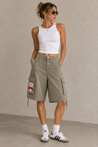 Khaki Cargo Utility Capris