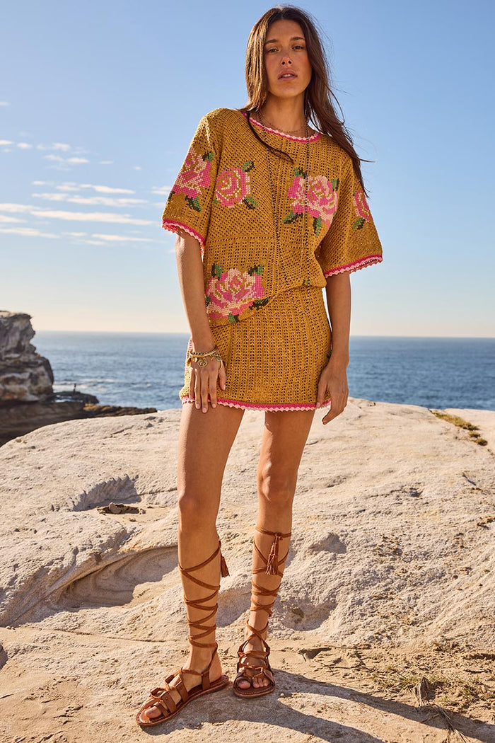 Coastal Granny Mini Skirt - Mustard