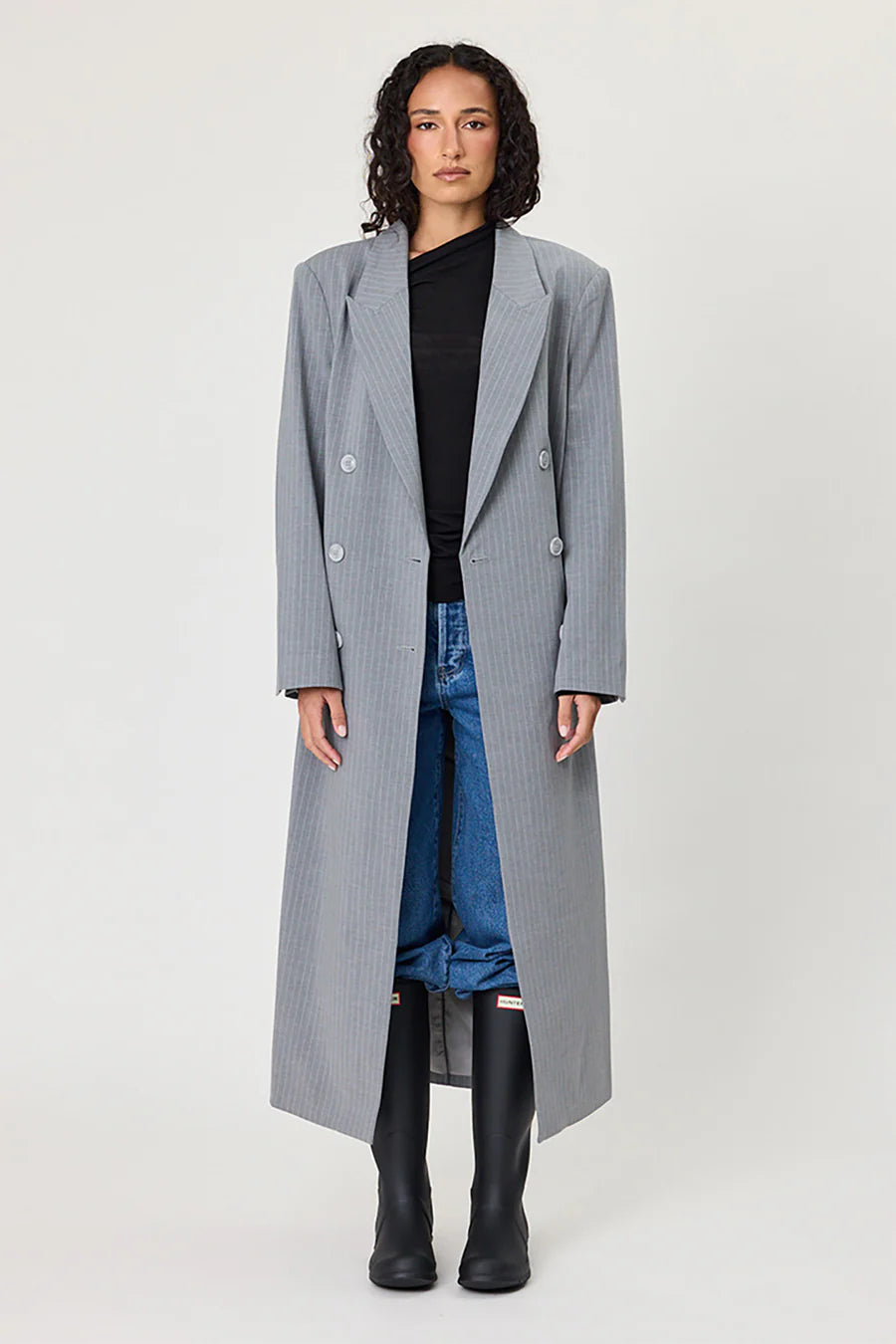 PORTER COAT - GREY STRIPE