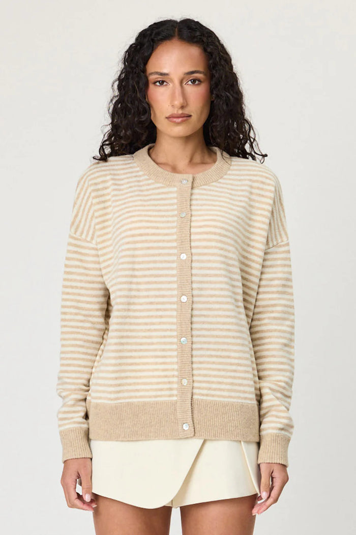 TALI CARDIGAN - LATTE STRIPE