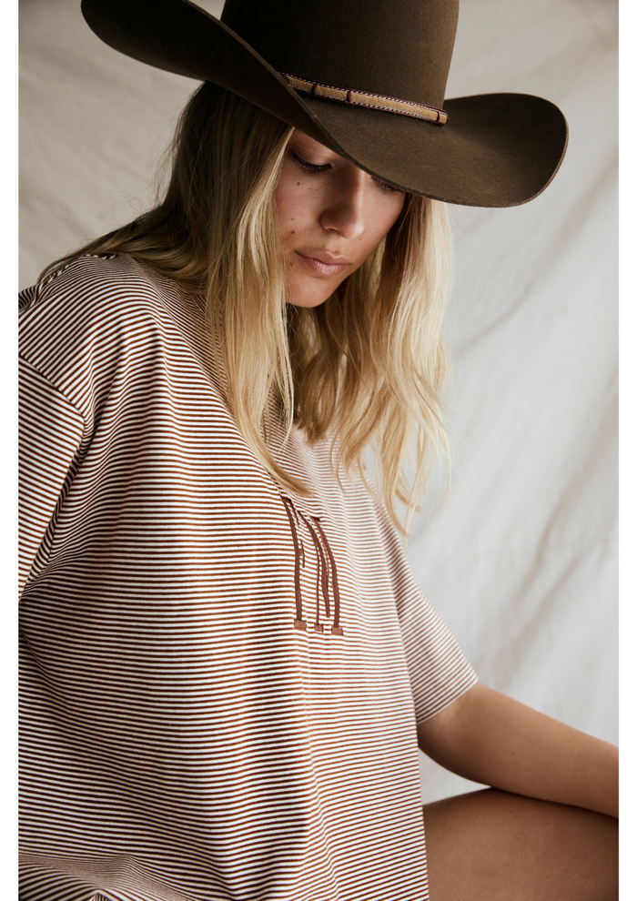 Stripe Tee Choc/Cream