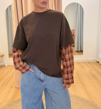Chocolate/Burgundy Stripe Shirt Sleeve Tee
