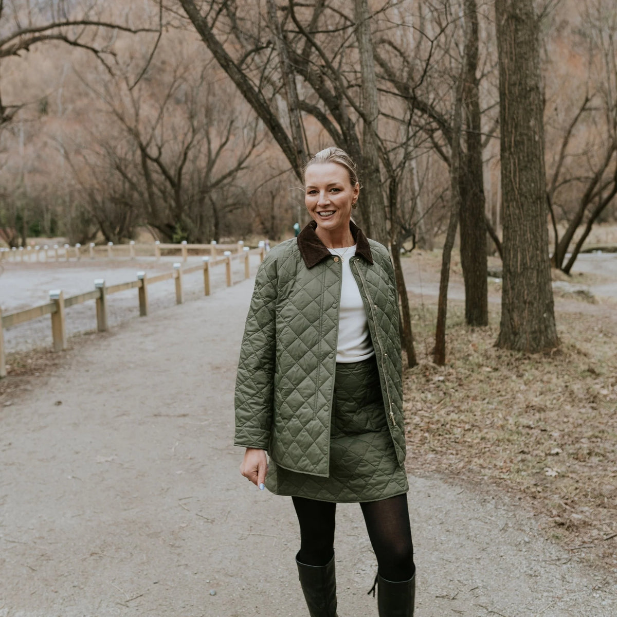 Daisy Quilted Jacket |  Olive Green