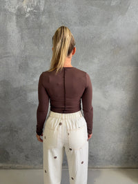 Cream/Chocolate Polka Dot Barrel Denim Jean