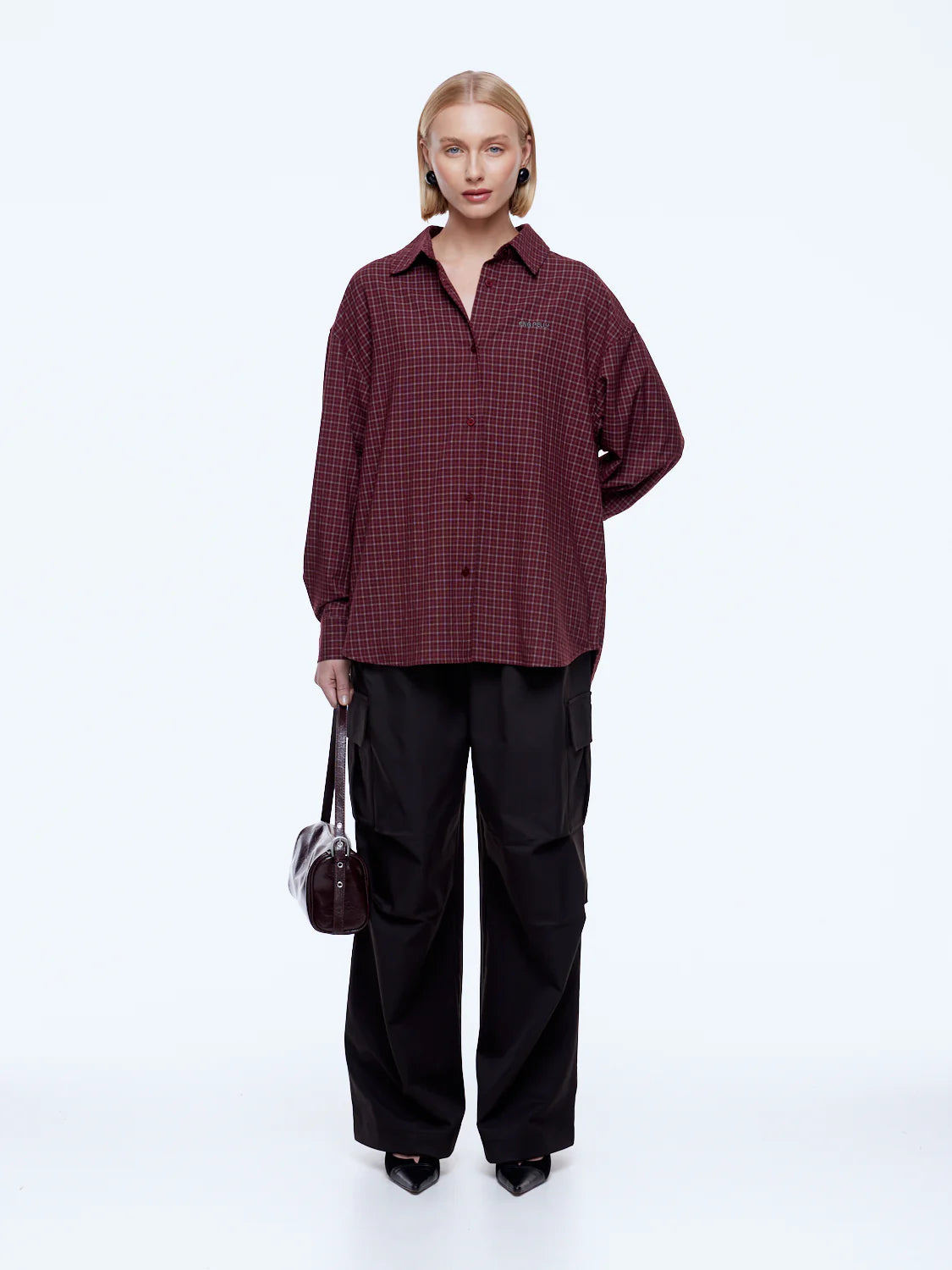 Gigi Everyday Check Shirt - Burgundy