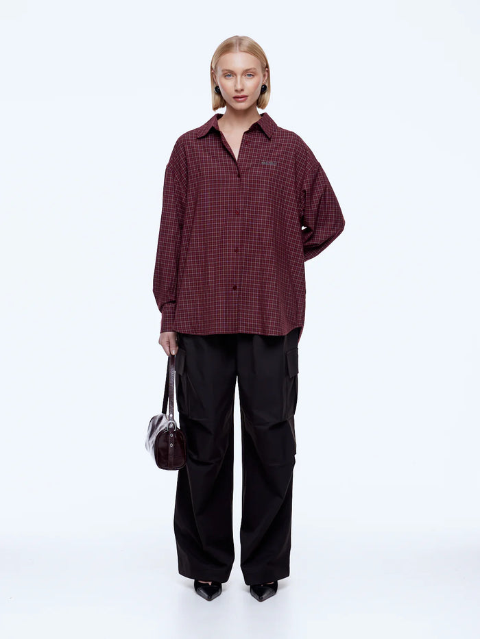 Gigi Everyday Check Shirt - Burgundy