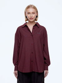 Gigi Everyday Check Shirt - Burgundy
