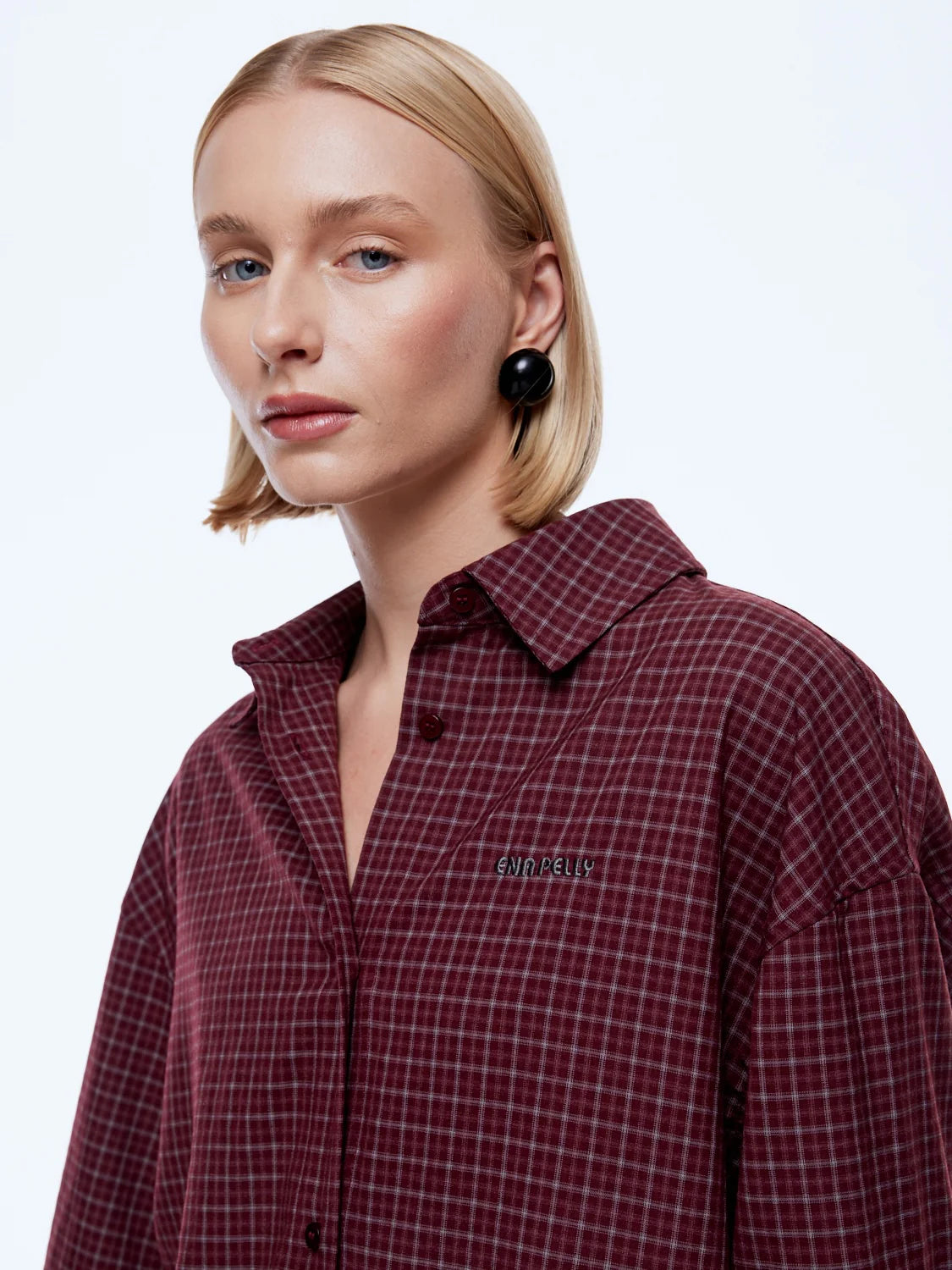 Gigi Everyday Check Shirt - Burgundy