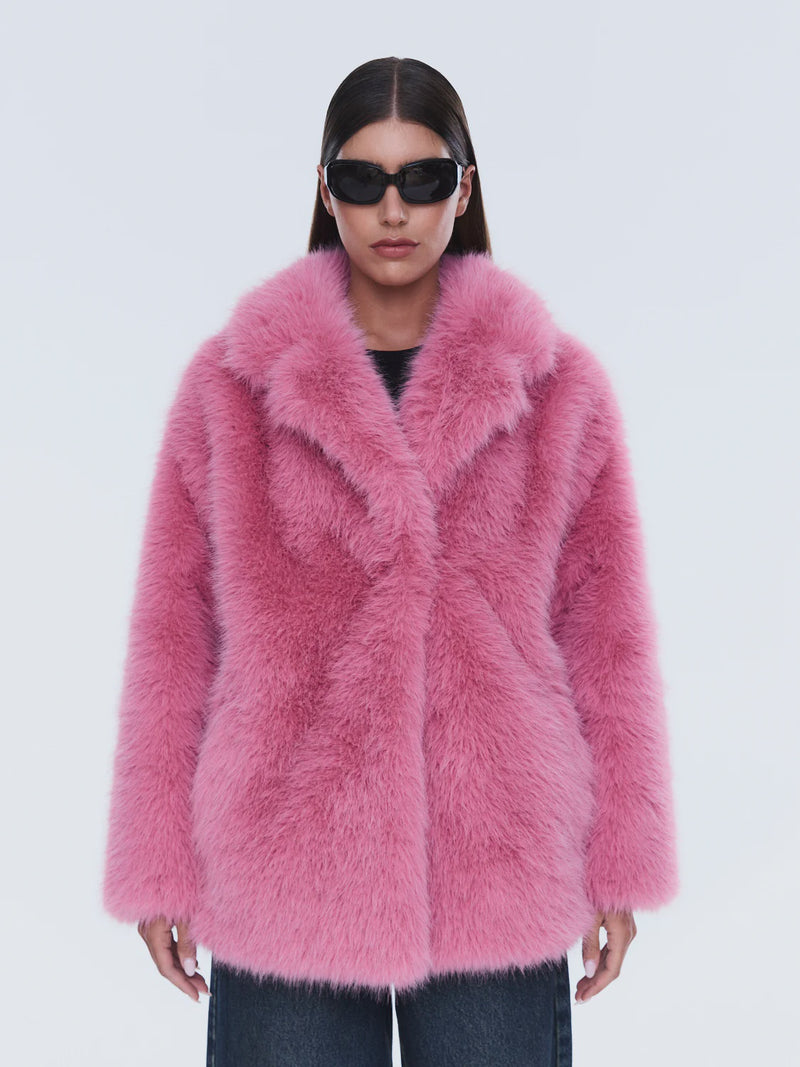 Emily Faux Fur Jacket Bright Pink