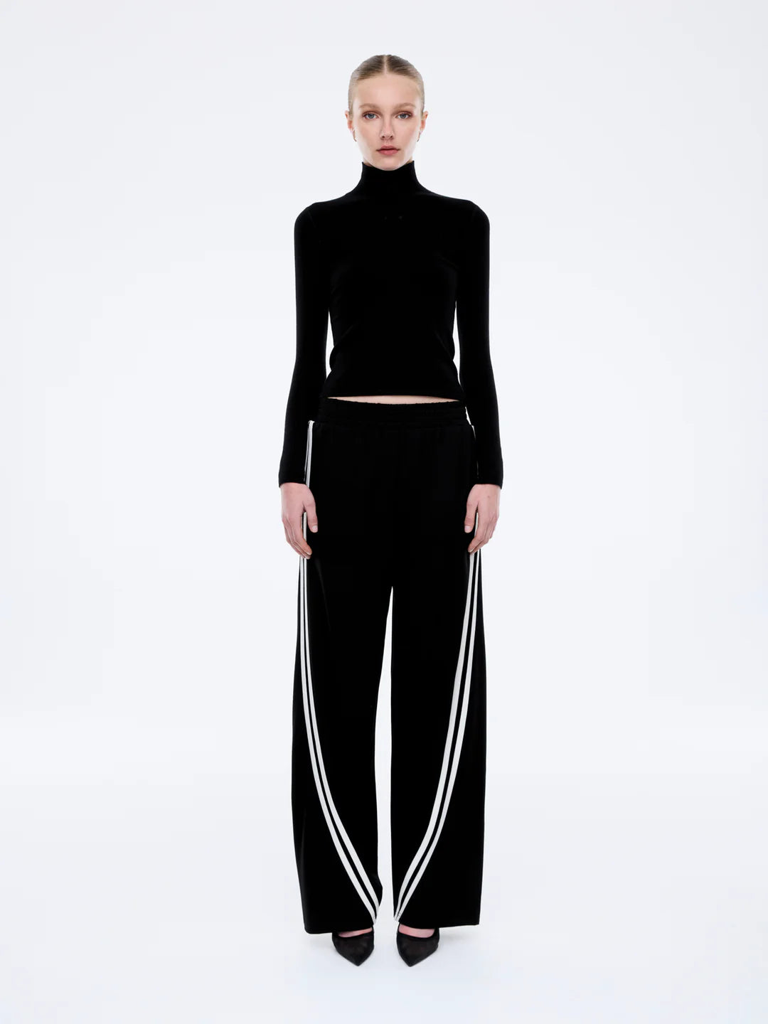 VALENTINA STRIPE PANT - BLACK/OFF WHITE