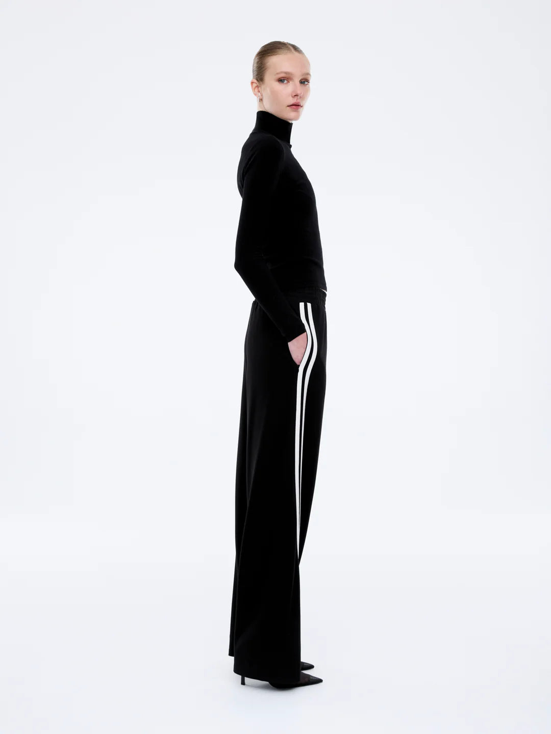VALENTINA STRIPE PANT - BLACK/OFF WHITE