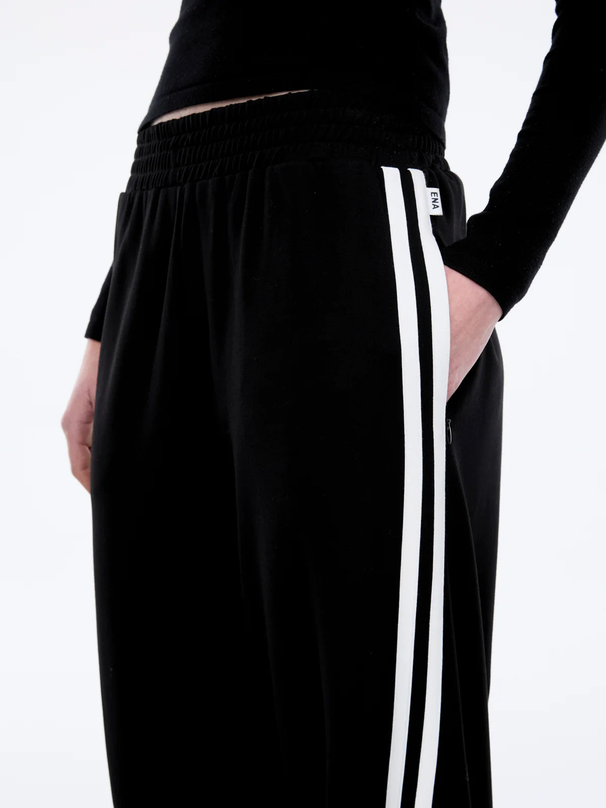 VALENTINA STRIPE PANT - BLACK/OFF WHITE