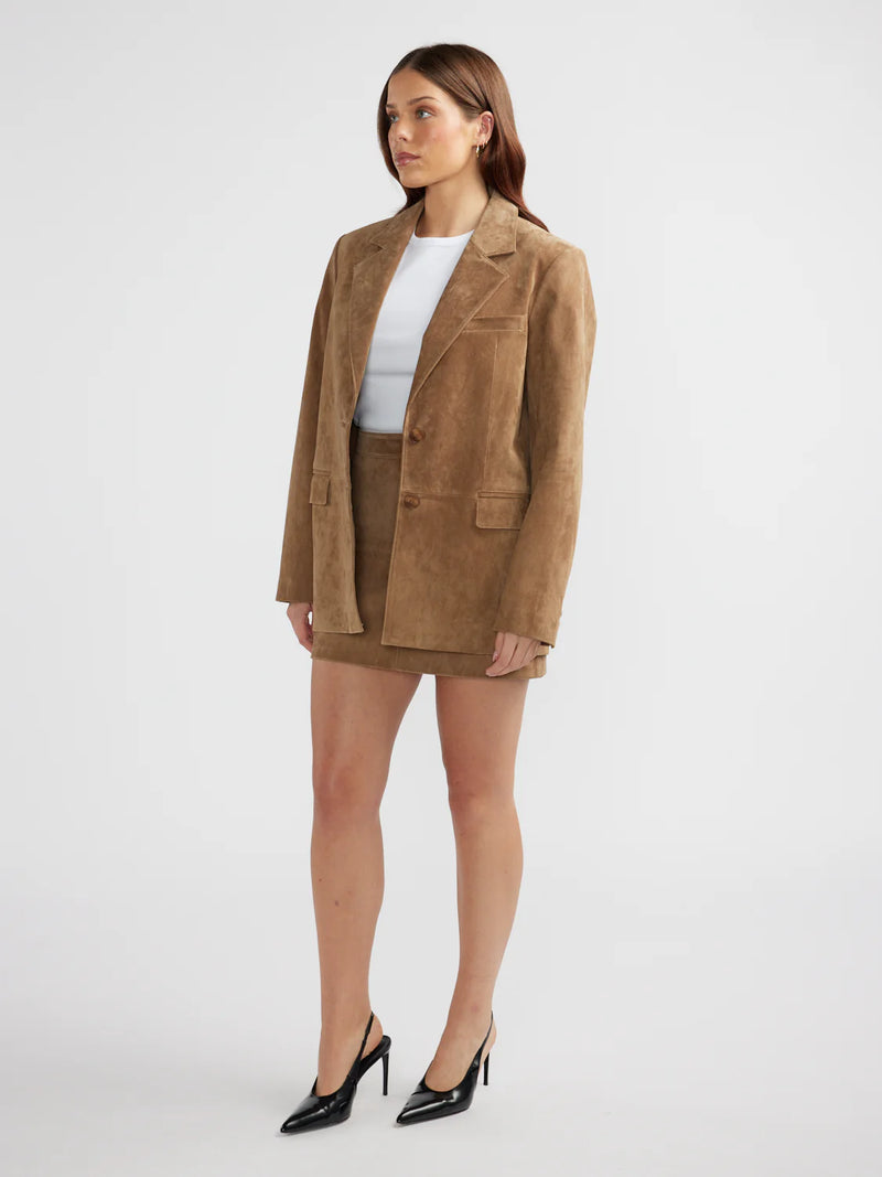 ANA SUEDE BLAZER - TOFFEE